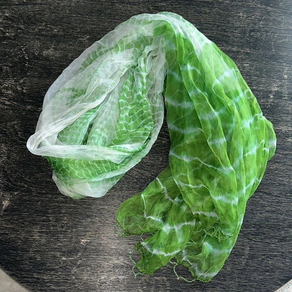 Green and White Women's Scarf